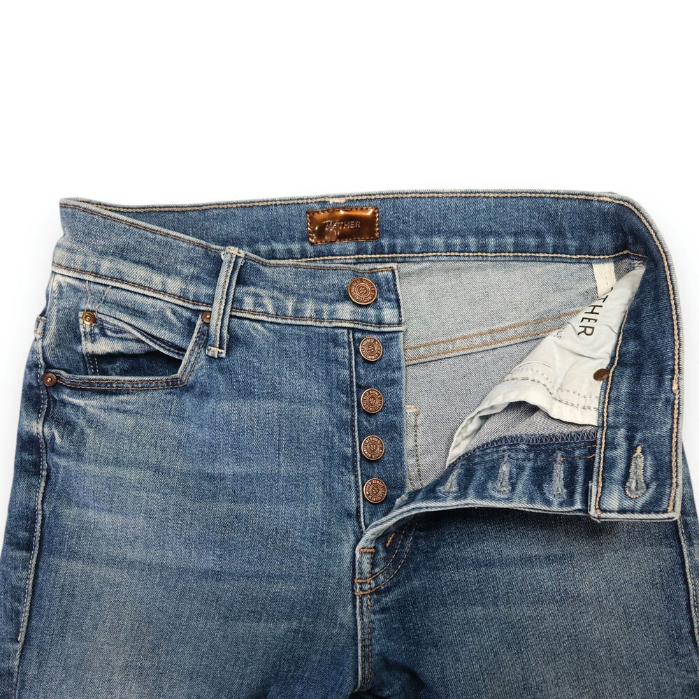 Mother Stunner Ankle Fray Denim Jeans High Rise Button Fly Raw Hem Old Money 24 - Picture 5 of 13